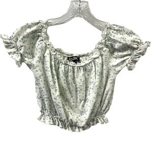 Freshman Nordstroms Lettuce Edge Pointelle Floral Crop Top Girls Medium 8 10